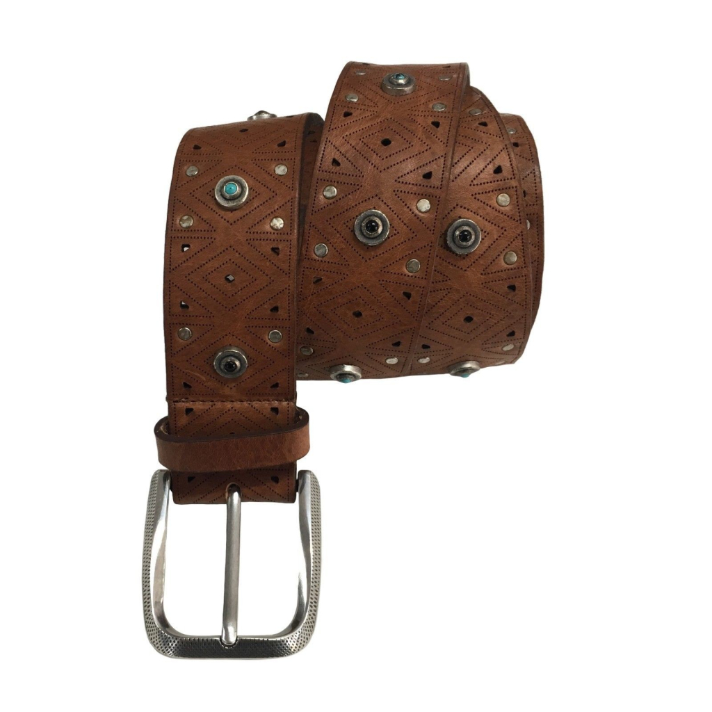D’AMICO cintura uomo traforata con applicazione ACU2489 100% pelle MADE IN ITALY D’AMICO cintura uomo traforata con applicazione ACU2489 100% pelle MADE IN ITALY