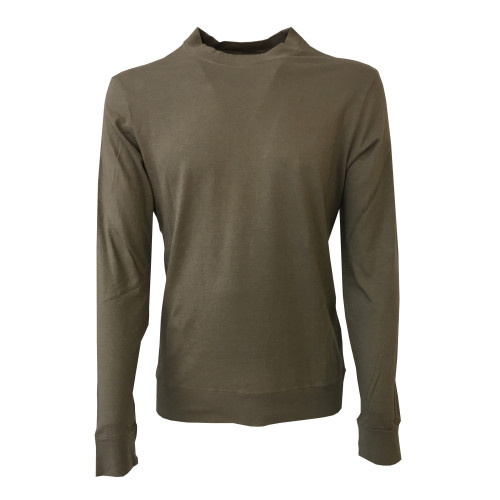 GIRELLI BRUNI t-shirt uomo con bordo manica lunga military brown MADE IN ITALY
