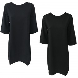 ALPHA STUDIO women's dress black mod AD-8353O 100% cotton