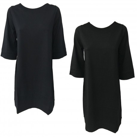 ALPHA STUDIO women's dress black  mod AD-8353O 100% cotton