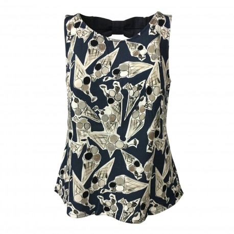 LA FEE MARABOUTEE blusa donna fantasia senza maniche mod FB3122 MADE IN ITALY