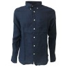 LEE 101 camicia uomo piede de poule denim/blu mod 101 BUTTON DOWN 100% lino regular fit