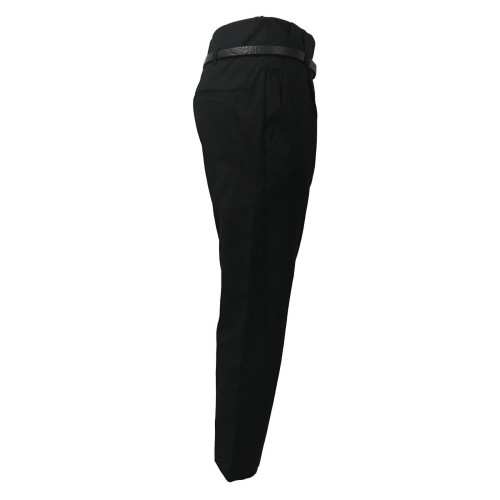 TELA woman trousers black with belt  mod CARTA 97% cotton 3% elastane MADE IN ITALY