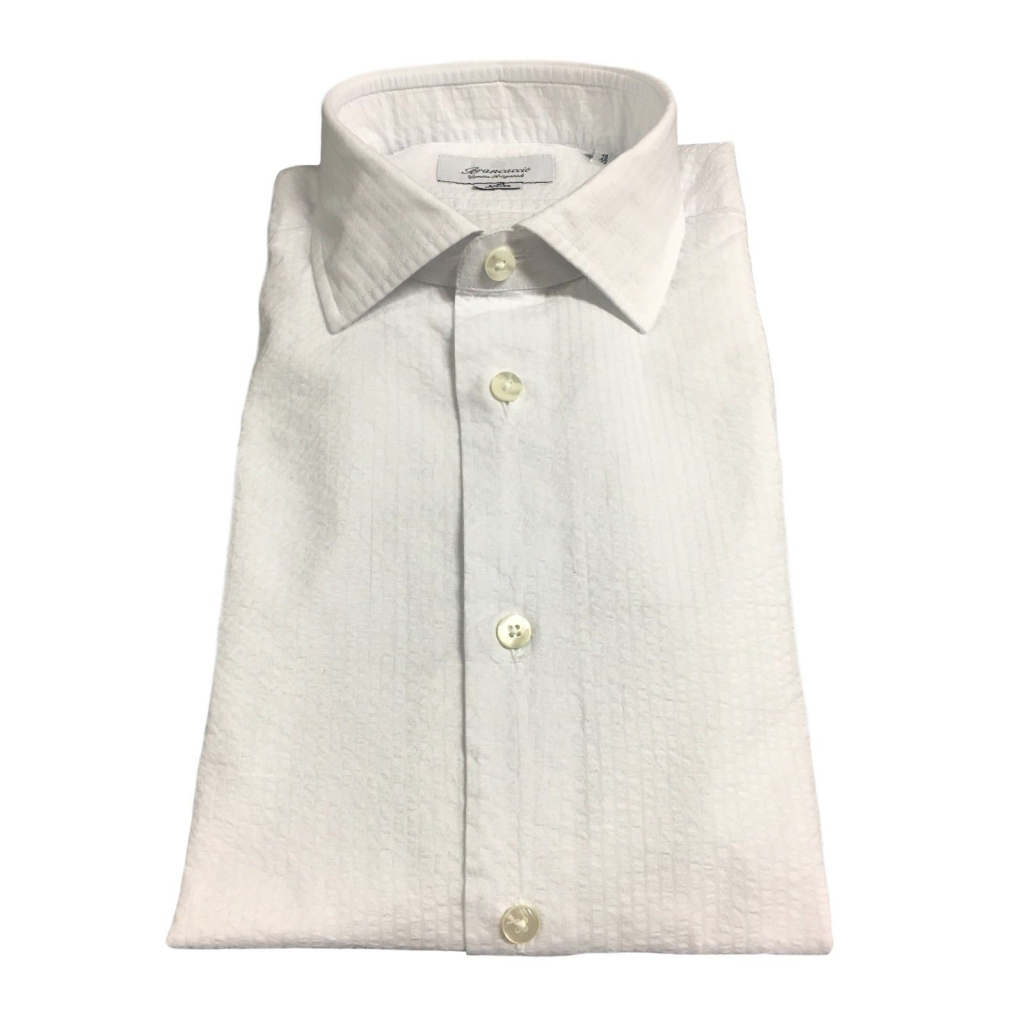 BRANCACCIO camicia uomo manica lunga bianca operata GIO’ BR14501 100% cotone BRANCACCIO camicia uomo manica lunga bianca operata GIO’ BR14501 100% cotone