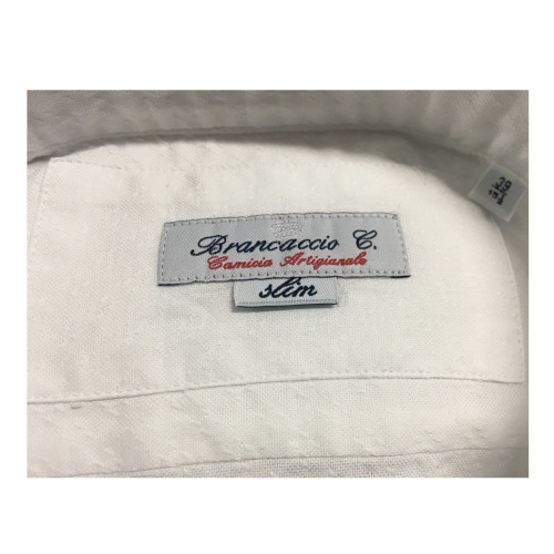 BRANCACCIO camicia uomo manica lunga bianca operata mod GIO’ BR14401 100% cotone