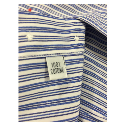 BRANCACCIO camicia uomo bianco/blu 100 % cotone vestibilità slim