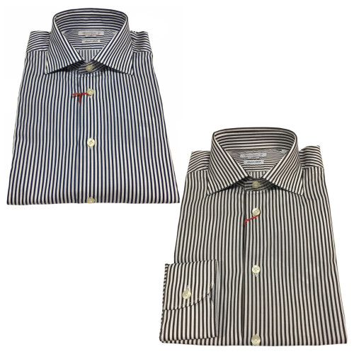 BRANCACCIO striped men's shirt, 100% double twisted cotton long sleeve