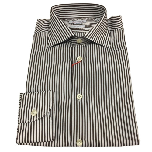 BRANCACCIO striped men's shirt, 100% double twisted cotton long sleeve