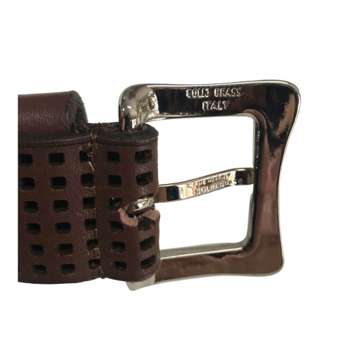 D’AMICO men's belt perforated brown mod ACU2487 100% leather MADE IN ITALY