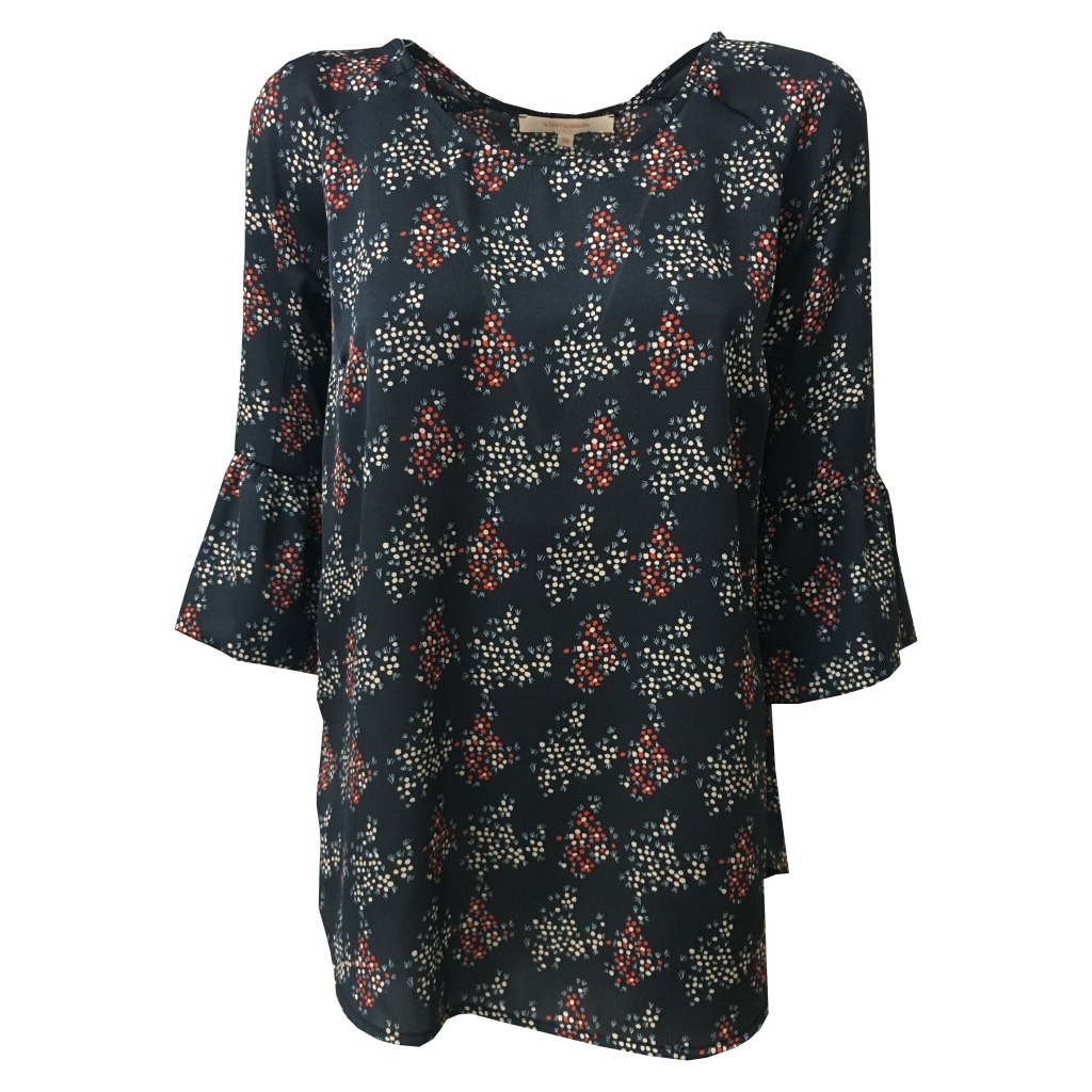 LA FEE MARABOUTEE blusa donna manica 3/4 blu fantasia mod FB3162 100% poliestere MADE IN ITALY LA FEE MARABOUTEE blusa donna manica 3/4 blu fantasia mod FB3162 100% poliestere MADE IN ITALY