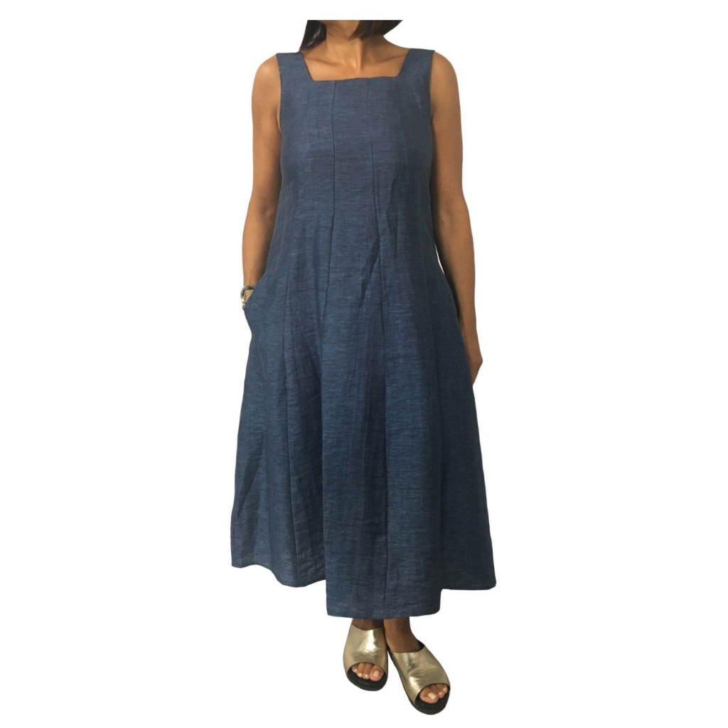 MyLab woman dress avio 90% linen 10% polyester mod Q71A327 Made in Italy