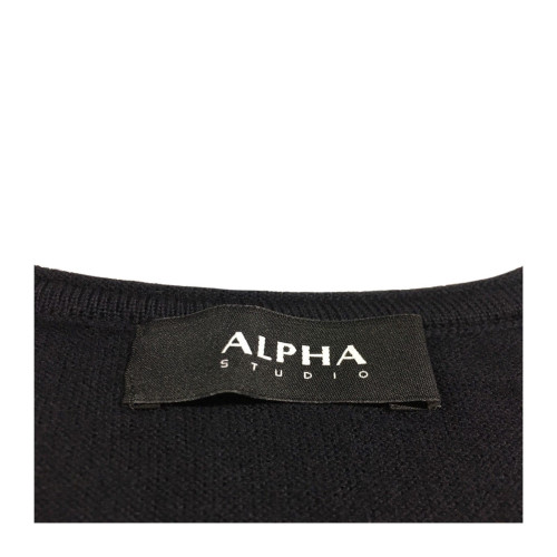 ALPHA STUDIO maglia donna blu a v con spacchi mod AD-7001A 100% lana