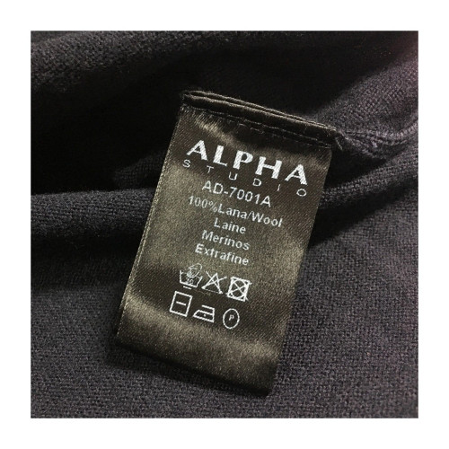 ALPHA STUDIO women's wool sweater blue v-neck mod AD-7001A