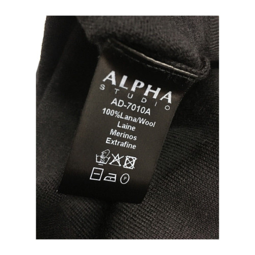 ALPHA STUDIO maglia donna a V nero con spacchi laterali mod AD-7010A 100% lana