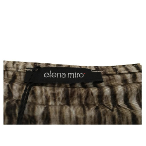 ELENA MIRÒ maxi jersey 3/4 sleeve dark brown / ecru 92% viscose 8% elastane length 88 cm