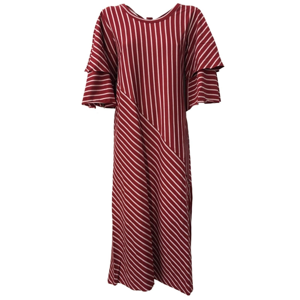 NUMERO PRIMO abito donna righe bordeaux/cipria 100% cotone S639L MADE IN ITALY NUMERO PRIMO abito donna righe bordeaux/cipria 100% cotone S639L MADE IN ITALY