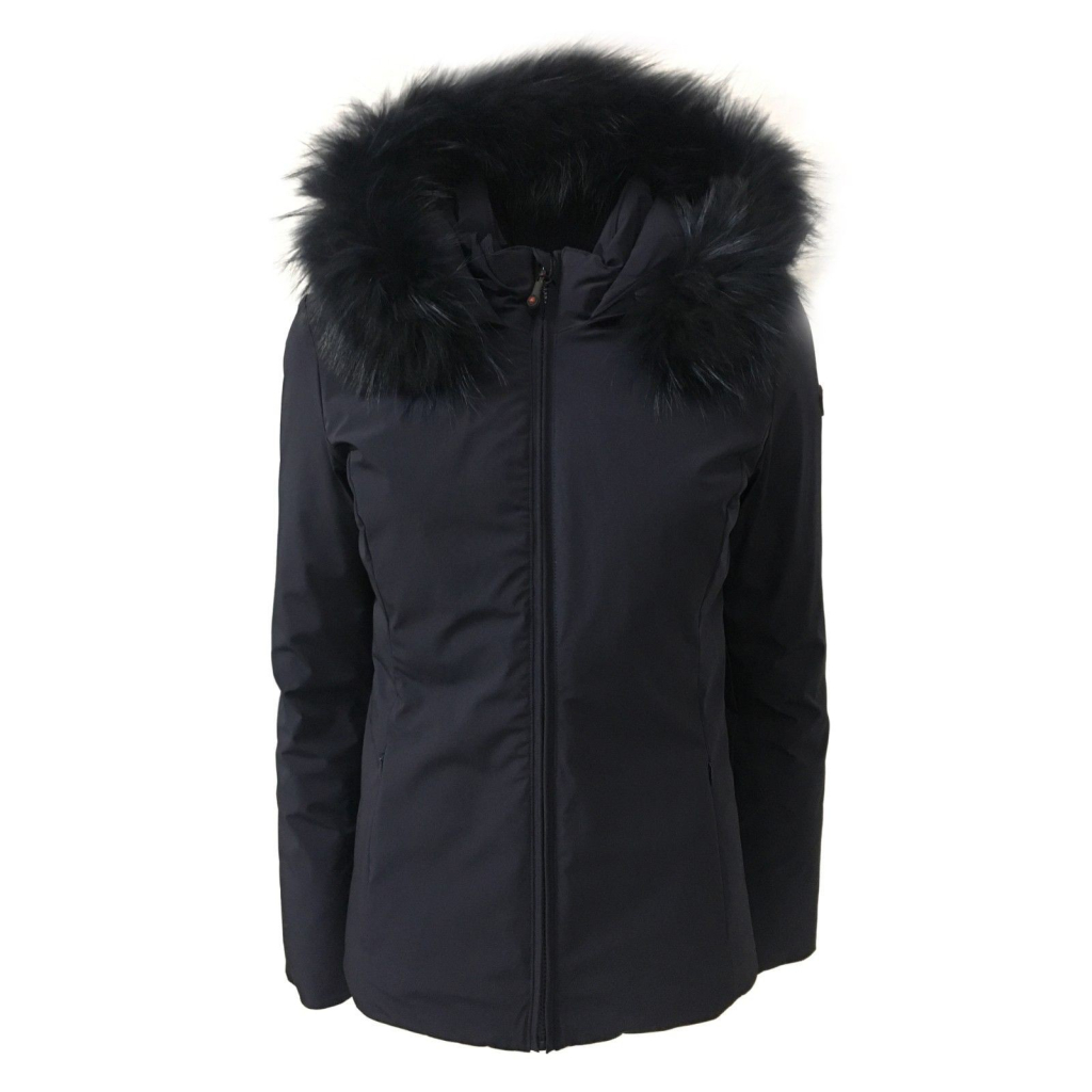 NORWAY woman jacket blue with hood and fur mod SIBILLA 85442