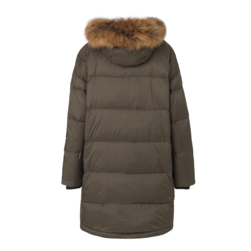 GERTRUDE+GASTON long down jacket oversize unisex kaki real fur mod CHARLI