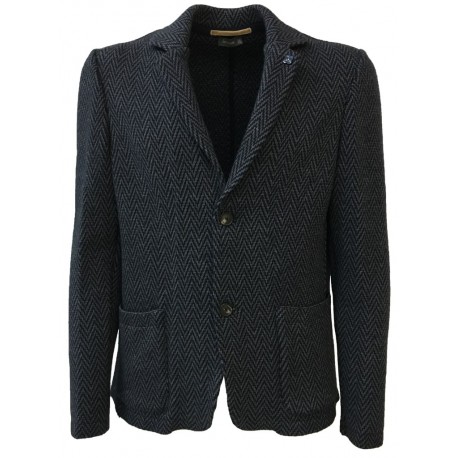 FERRANTE man jacket blue fancy knit pattern mod U39201 MADE IN ITALY