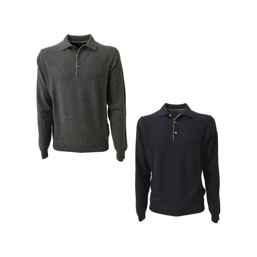 FERRANTE men's polo shirt with knitted elbow patches in contrast mod U30611 100% wool MADE IN ITALY FERRANTE men's polo shirt with knitted elbow patches in contrast mod U30611 100% wool MADE IN ITALY