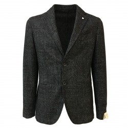 L.B.M. 1911 giacca uomo lana sfoderata quadri nero/moro slim fit mod 2825