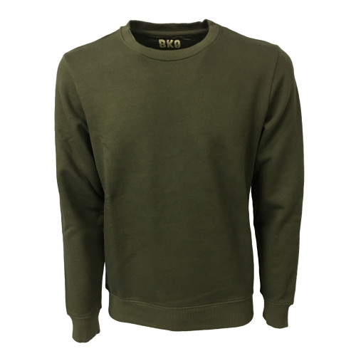 BKØ felpa uomo garzata verde militare 100% cotone mod SU17010 MADE IN ITALY