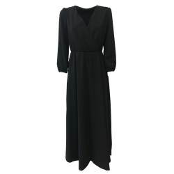 24.25 long woman dress black 3/4 sleeve length 130 cm mod DD18 329 MADE IN ITALY