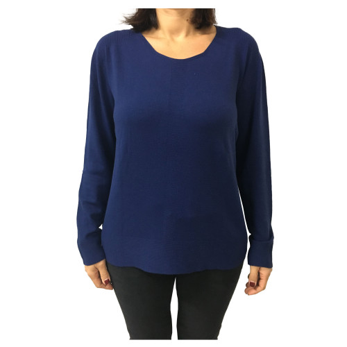 ELENA MIRÒ  dark fuchsia round neck sweater women 57% polyamide 43% viscose