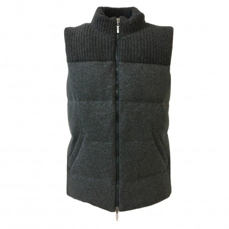 DELLA CIANA man gray down vest 80% wool 20% cashmere art 18494 MADE IN ITALY