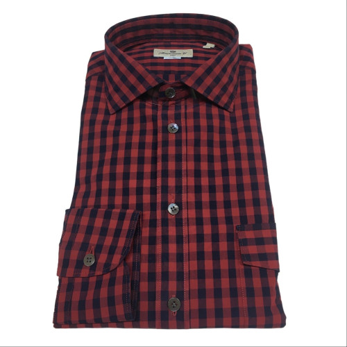 BRANCACCIO camicia uomo rosso/blu 100% cotone mod RANGER URBAN 6605 tes UR61002