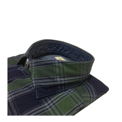 BRANCACCIO camicia uomo blu/verde 100% cotone mod RANGER URBAN 6605 tes UR62502