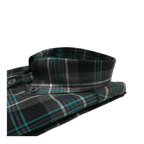 BRANCACCIO camicia uomo quadri nero/grigio mod NICOLA BD GOLD BE52202 100%cotone