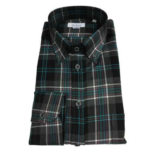 BRANCACCIO camicia uomo quadri nero/grigio mod NICOLA BD GOLD BE52202 100%cotone