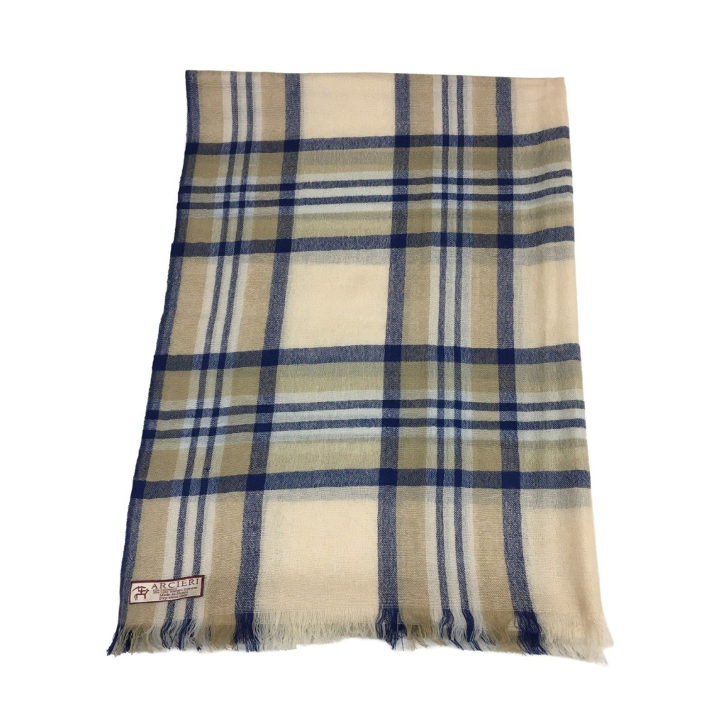 ARCIERI scarf man beige/blue 60% cashmere 40% merinos MADE IN NEPAL