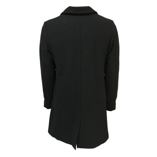 BKØ linea MADSON cappotto uomo nero lana fodera in ecofur DU18523 MADE IN ITALY