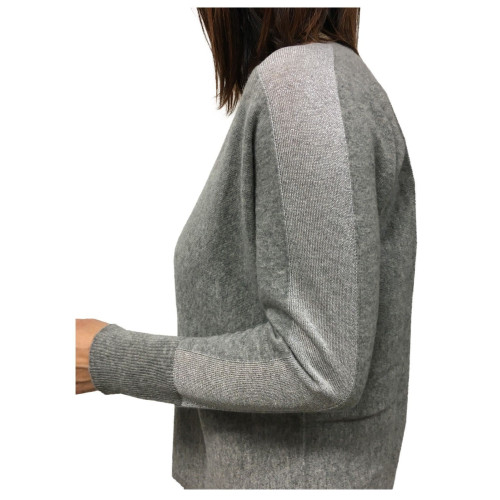 ELENA MIRÒ line WHITE women's sweater gray gold and silver details 71% wool 29% cashmere MADE IN ITALY