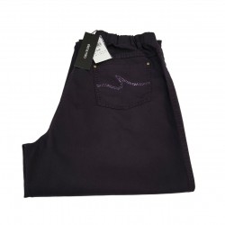 ELENA MIRO' women's trousers plum pockets with rhinestones and elastic waist 98% cotton