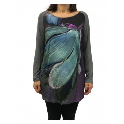 ELENA MIRO' t-shirt donna fantasia più unito grigio 96% viscosa 4 %elastan