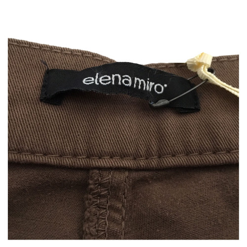 ELENA MIRO' pantalone donna cotone invernale biscotto con strass su tasche