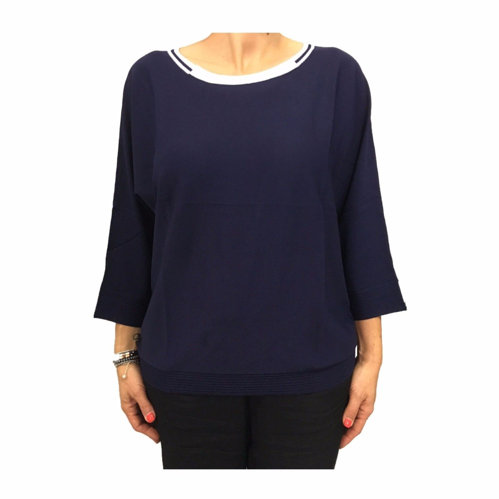 ELENA MIRO' women's sweater blue with white details 65% viscose