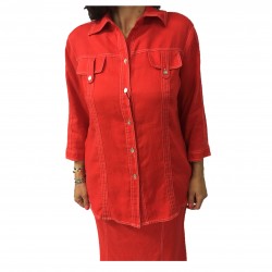 ELENA MIRO' women's shirt red 100% linen