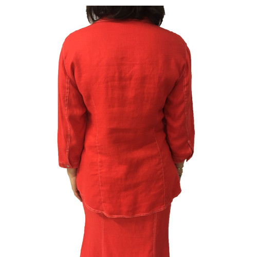 ELENA MIRO' women's shirt red 100% linen