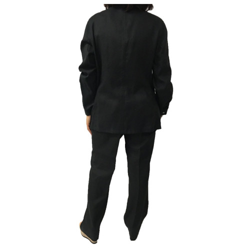 ELENA MIRO' women's shirt black with zip 100% linen