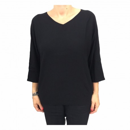 ELENA MIRO' maglia donna nero manica 3/4 79% viscosa 21% poliammide