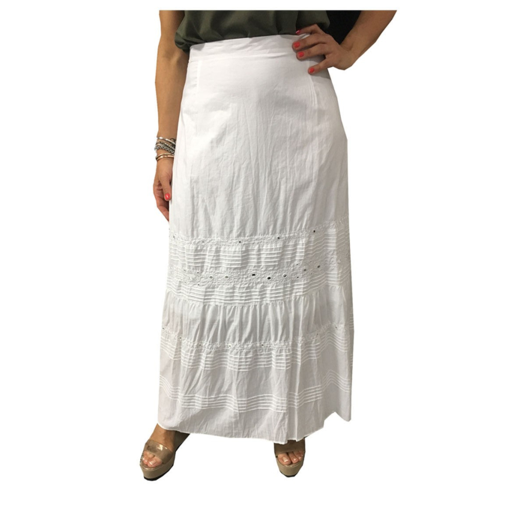 ELENA MIRO' women's skirt red with white seams 100% linen