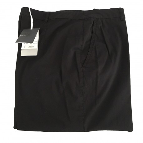 ELENA MIRO' pantalone donna caviglia nero con spacchetto 97% cotone 3% elastan