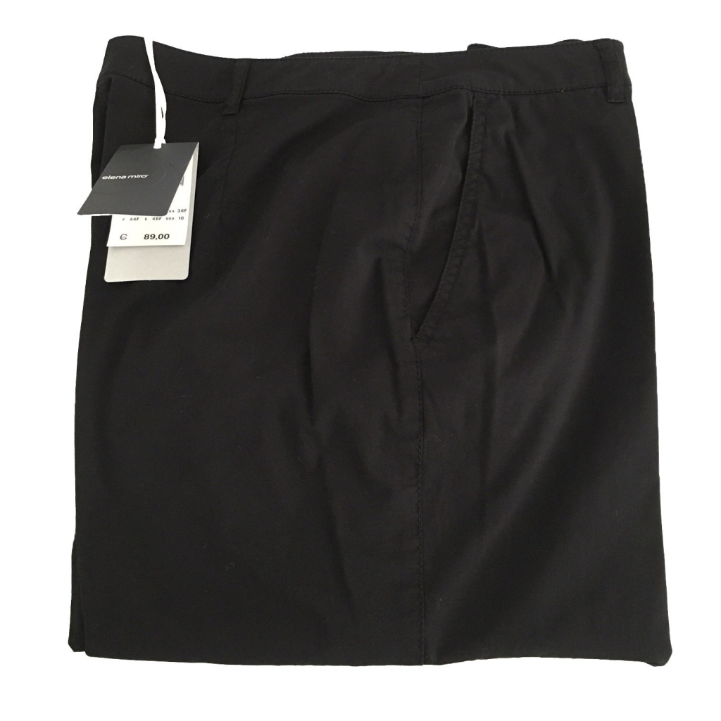 ELENA MIRO' women's trousers black with split 97% cotton 3% elastane ELENA MIRO' women's trousers black with split 97% cotton 3% elastane