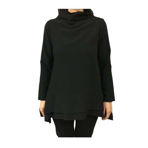TADASHI woman blouse black asymmetric with pockets mod TAI192094 MADE IN ITALY
