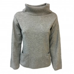 ALPHA STUDIO women's sweatshirt  turtleneck gray melange wool/cashmere mod AD-9102