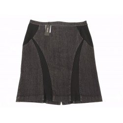 ELENA MIRO' gonna donna jeans nero con inserti in jersey pesante nero